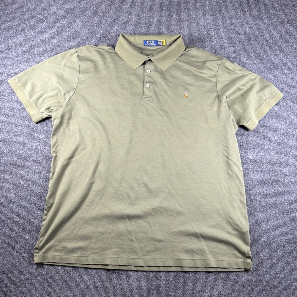 Polo Ralph Lauren Mens 2XLT Olive Green Short Sleeve Cotton Polo Shirt